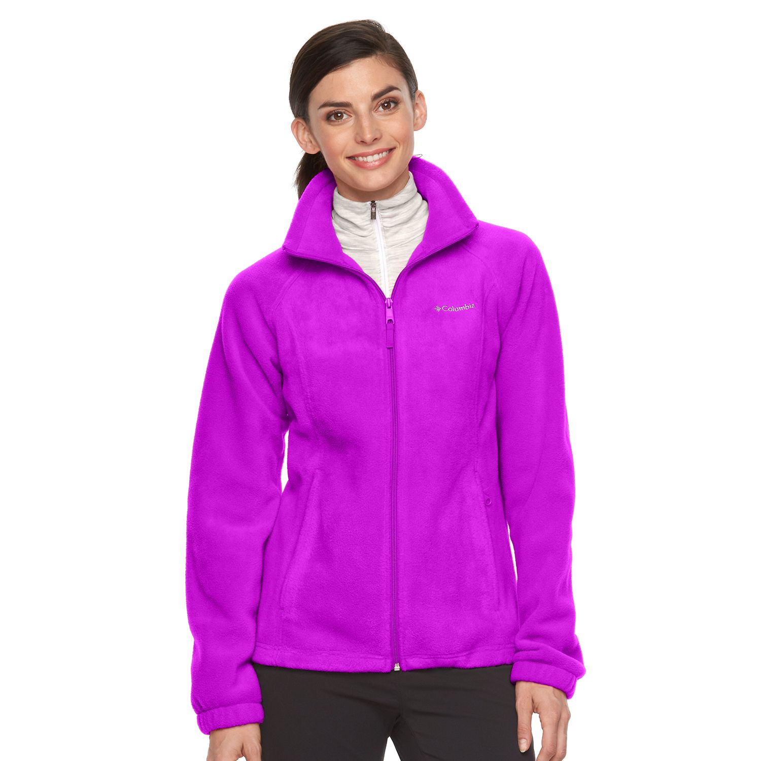 columbia three lakes hooded long fleece jacket