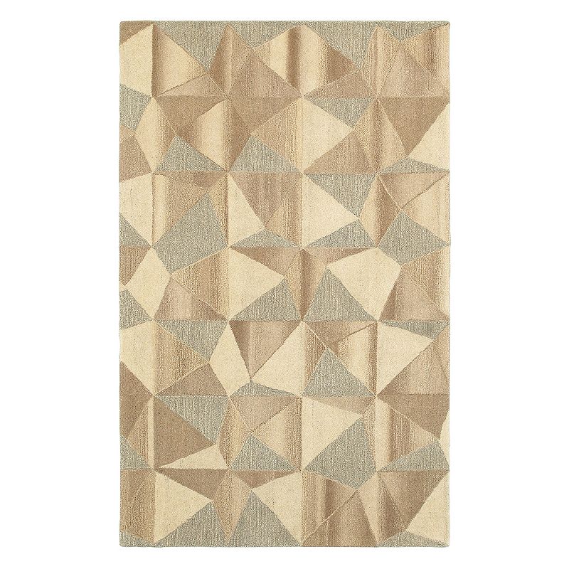 StyleHaven Indie Geometric Textures Wool Rug, Med Beige, 3.5X5.5 Ft