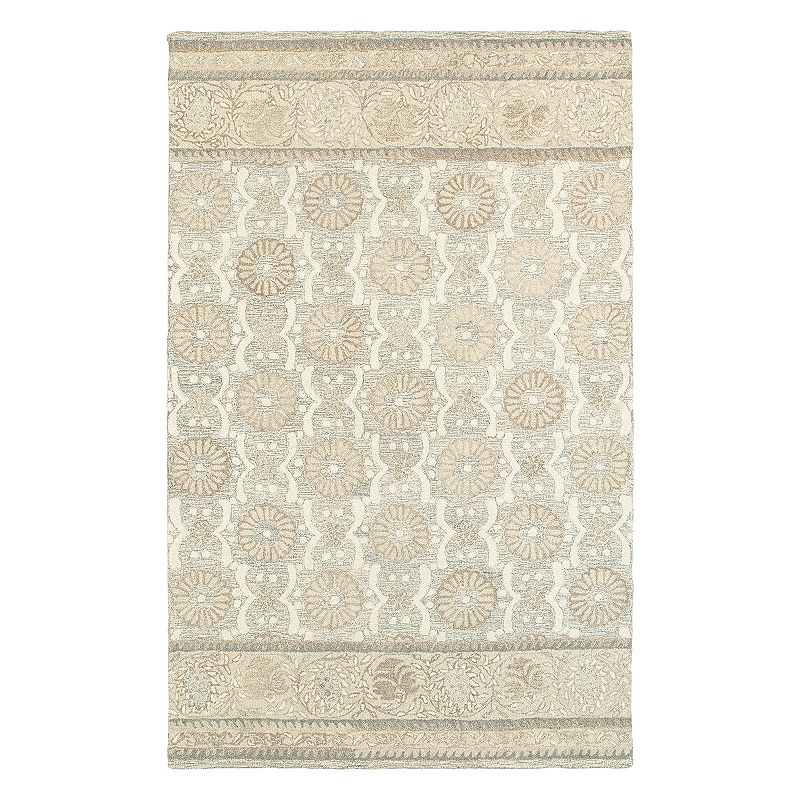 StyleHaven Cadence Blooms Floral Wool Rug, Grey, 2.5X8 Ft