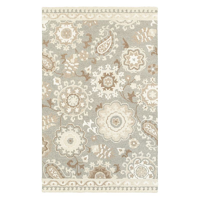 StyleHaven Cadence Gardens Floral Wool Rug, Grey, 5X8 Ft