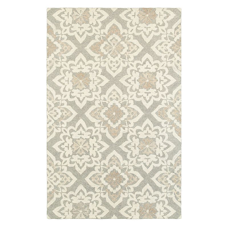 StyleHaven Cadence Floral Lattice Wool Rug, Grey, 5X8 Ft