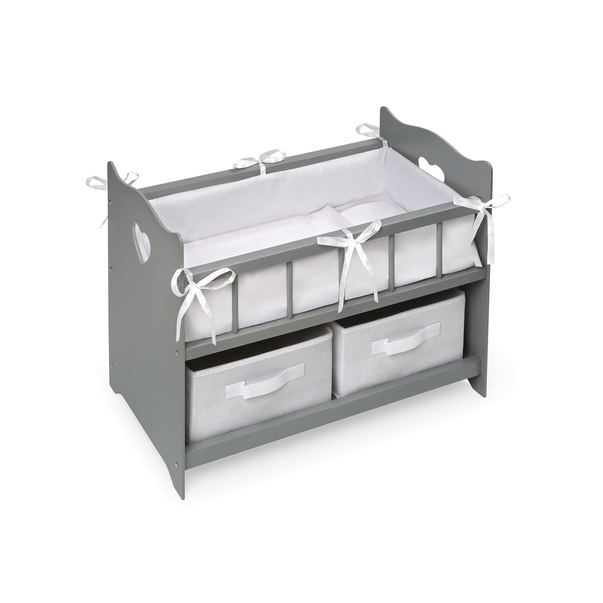 Badger Basket Gray Doll Crib & Baskets Set, Grey