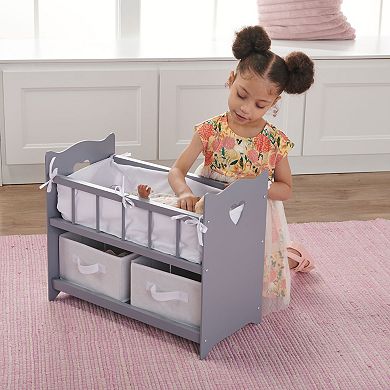 Badger Basket Gray Doll Crib & Baskets Set