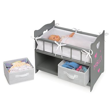 Badger Basket Gray Doll Crib & Baskets Set