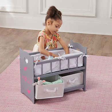 Badger Basket Gray Doll Crib & Baskets Set
