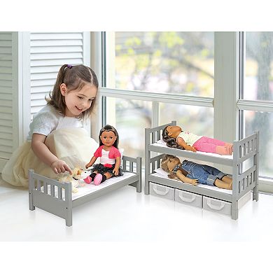 Badger Basket 1-2-3 Convertible Doll Bunk Bed with Storage Baskets