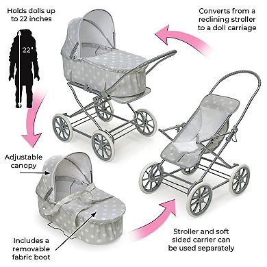 Badger Basket Just Like Mommy Gray 3-in-1 Doll Stroller