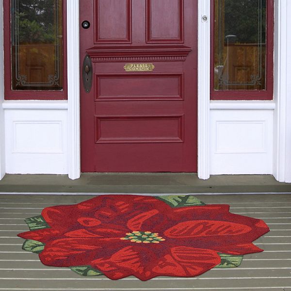 liora manne frontporch poinsettia indoor outdoor rug red 3 round