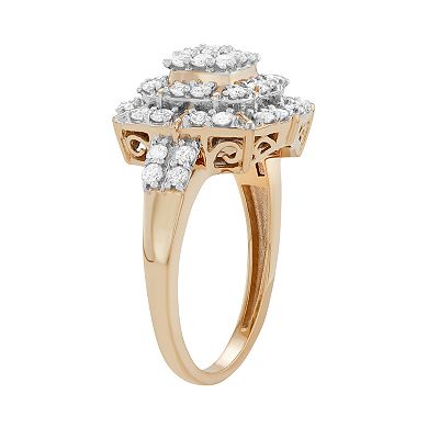 Jewelexcess 10k Gold 1 Carat T.W. Diamond Cluster Ring