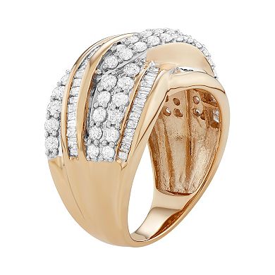 Jewelexcess 10k Gold 2 Carat T.W. Diamond Wave Ring
