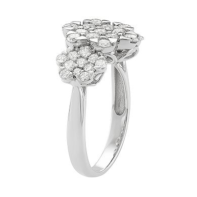 Jewelexcess 10k White Gold 2 Carat T.W. Diamond Floral Ring