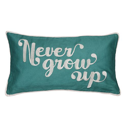 Spencer Home Decor Never Grow Up Oblong Throw Pillow