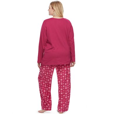 Plus Size Sonoma Goods For Life® Pajamas: Knit Sleep Top & Microfleece Pants 2-Piece PJ Set