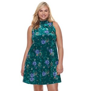 Juniors’ Plus Size Mudd® Floral Velvet Swing Dress
