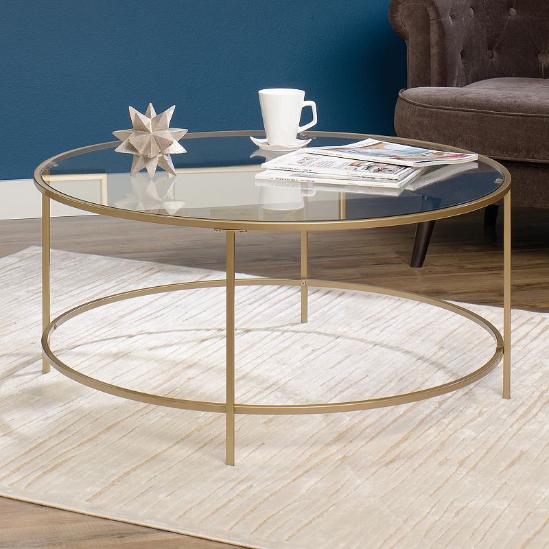 Coffee Table: International Lux Round Coffee Table ,Sauder, Satin Gold