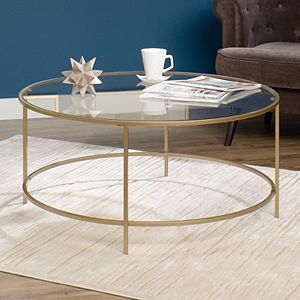 Sauder Woodworking Gold Finish Round Coffee Table
