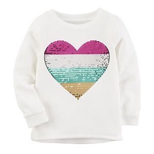 Toddler Girl Carter's Multicolor Sequin Heart Sweatshirt