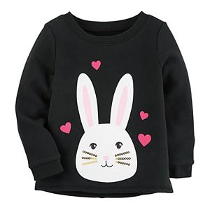 Toddler Girl Carter's Fleece-Lined Sequin Bunny Sweatshirt