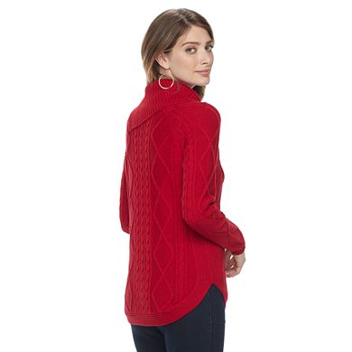Women's Croft & Barrow® Cable-Knit Splitneck Sweater