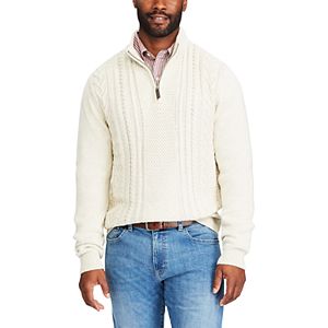 Big & Tall Chaps Regular-Fit Quarter-Zip Fisherman Pullover Sweater