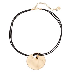 Dana Buchman Faux Leather Oval Pendant Necklace