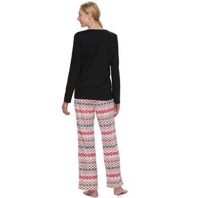 Women's Croft & Barrow® Pajamas: Knit & Microfleece 2-Piece PJ Set
