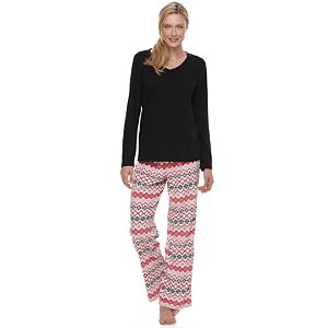 Women's Croft & Barrow® Pajamas: Knit & Microfleece 2-Piece PJ Set