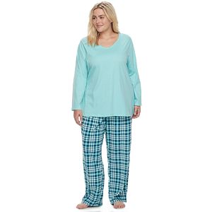 Plus Size Croft & Barrow® Pajamas: Knit & Microfleece 2-Piece PJ Set