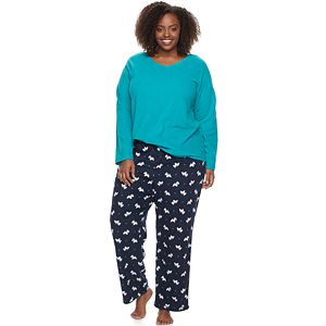 Plus Size Croft & Barrow® Pajamas: Microfleece 2-Piece PJ Set