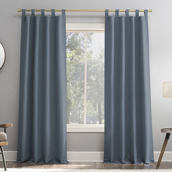 40"x95" Sun Zero Blackout Kenneth Energy Saving Tab Top Curtain Panel Denim Blue: Thermal Insulated, Noise Reduction