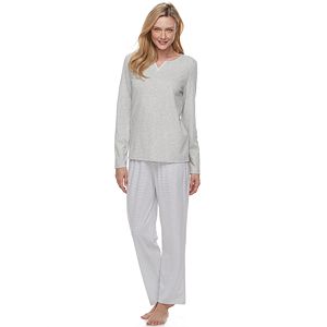 Women's Croft & Barrow® Pajamas: Split Neck Knit 2-Piece PJ Set