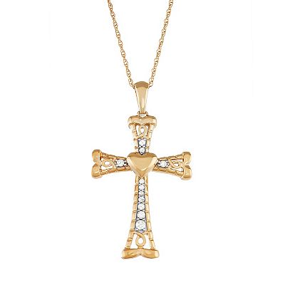 New Sterling Silver 18K deals Gold Plate 1/4 CTTW Cross Necklace