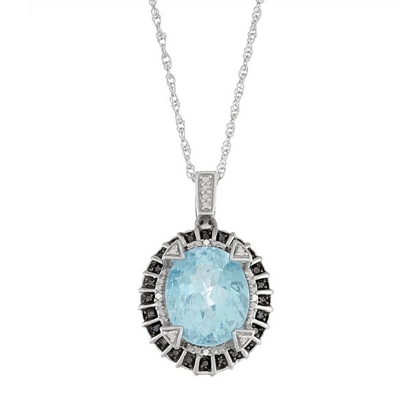 Boucles D'oreilles Pendantes En Argent Sterling 925 Avec Topaze Bleue Ovale Et Accent Diamant - Dormeuses