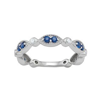 Jewelexcess Sterling Silver Lab-Created Sapphire Ring
