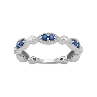 Jewelexcess Sterling Silver Lab-Created Sapphire Ring
