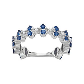 Jewelexcess Sterling Silver Lab-Created Sapphire Ring