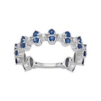 Jewelexcess Sterling Silver Lab-Created Sapphire Ring