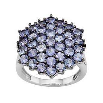 Jewelexcess Sterling Silver Tanzanite Cluster Ring
