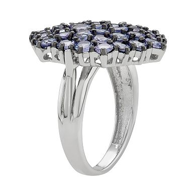 Jewelexcess Sterling Silver Tanzanite Cluster Ring