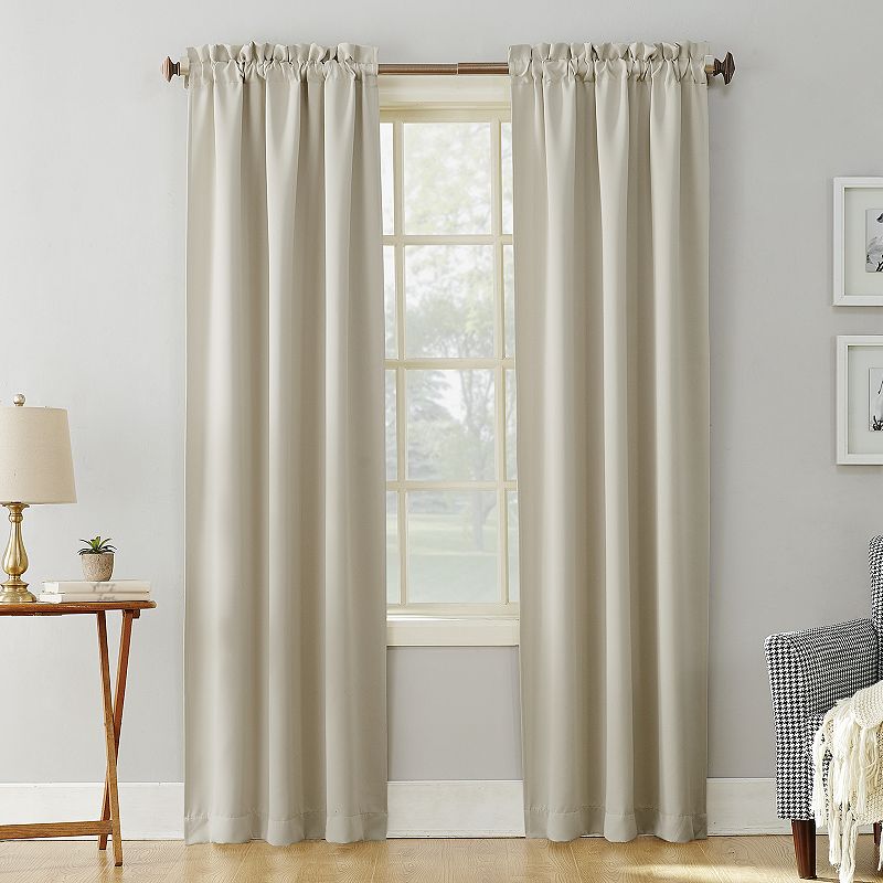 Sun Zero Nolan Energy Saving Blackout Rod Pocket Curtain Panel  40 x95   Pearl(Single Panel)