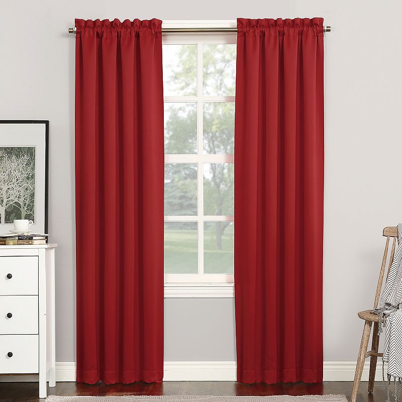 40"x95" Sun Zero Blackout Kenneth Energy Saving Rod Pocket Curtain Panel Red: Noise Reduction, Energy Efficient