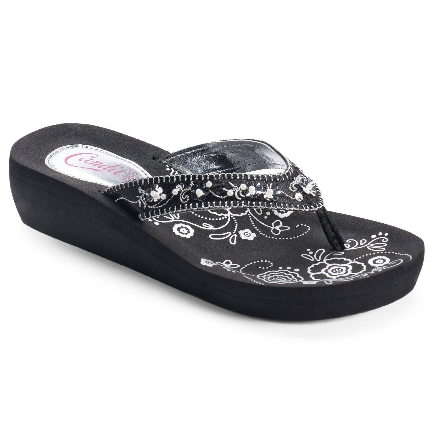 candies bling wedge flip flops