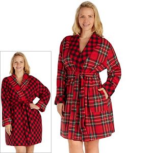 Plus Size Cuddl Duds Microfleece Reversible Robe