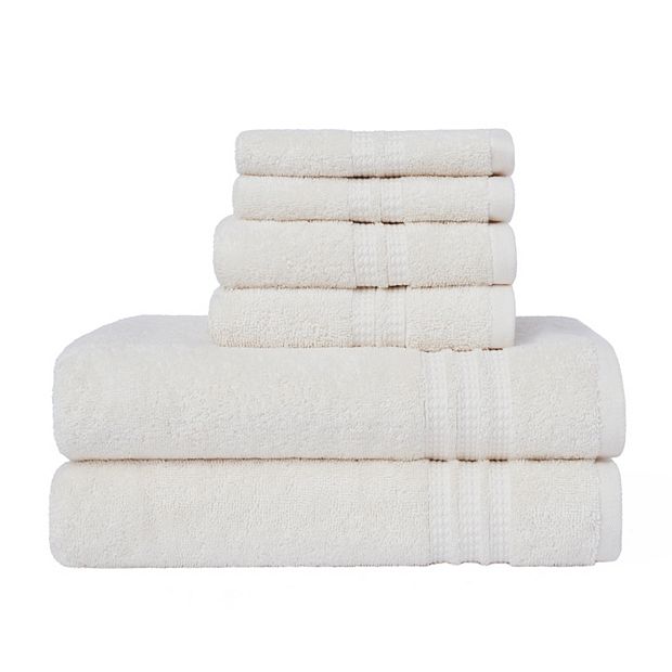 LOFT by Loftex Hand Towel BATH Collection NAVY BLUE WHITE LEAVES 100%  Cotton NIP