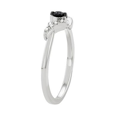 Sterling Silver 1/10 Carat T.W. Black & White Diamond Bypass Ring