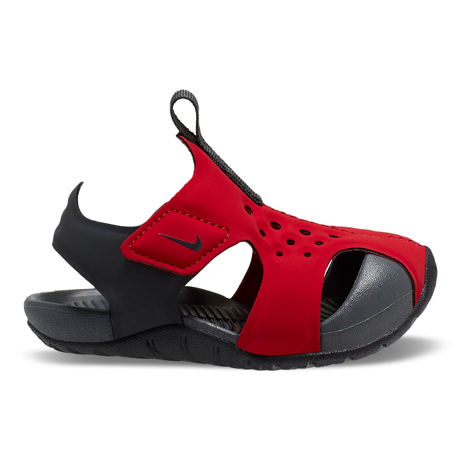 red and black nike flip flops