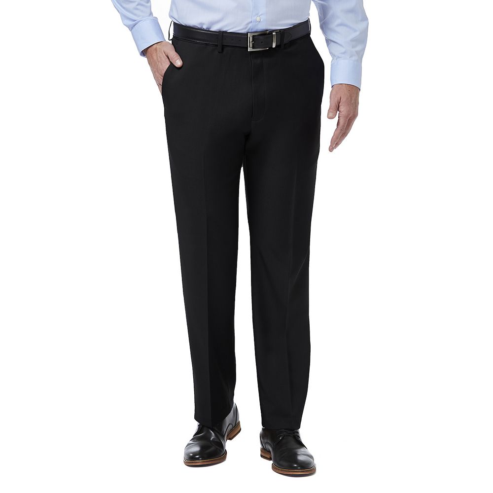 Mens Haggar Premium Comfort Flat Front Classic Fit Dress Pants Black