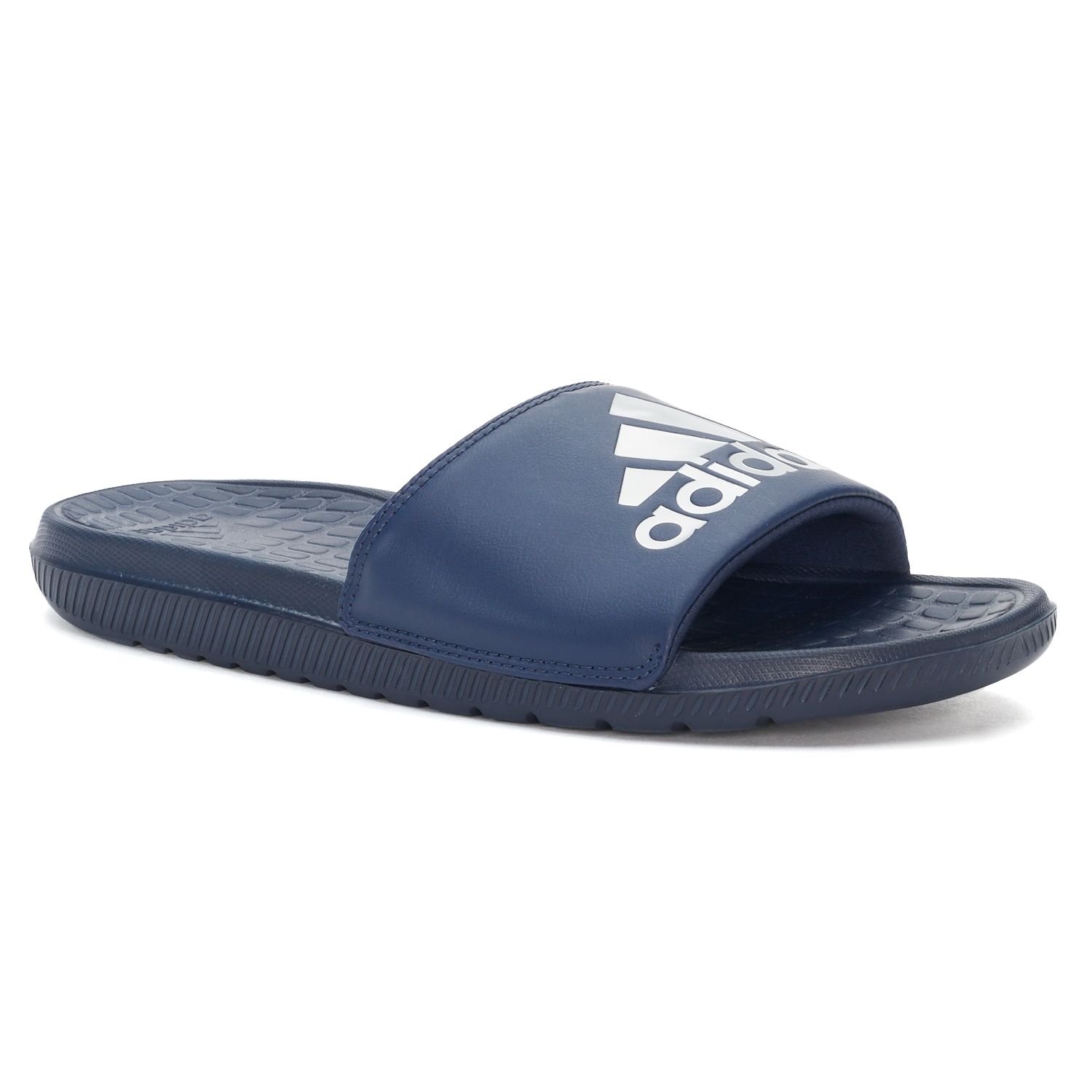 navy blue slip on sandals