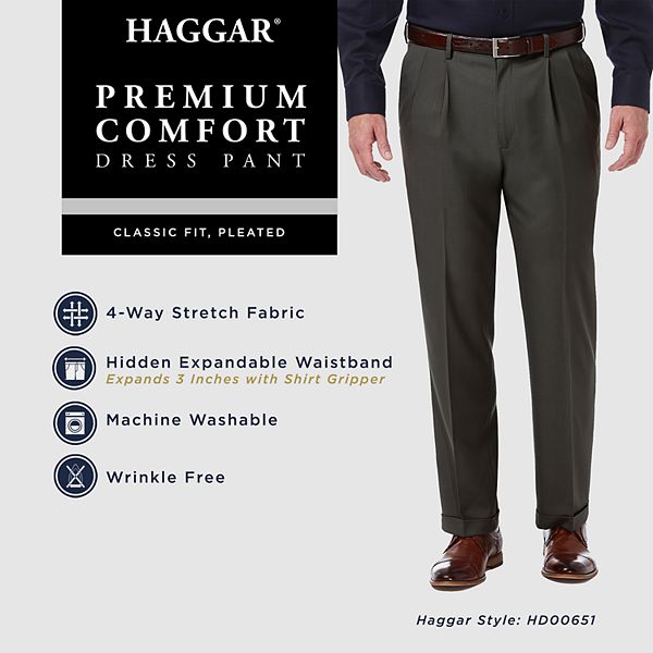 Mens Haggar® Premium Comfort Expandable Waist Classic Fit Stretch