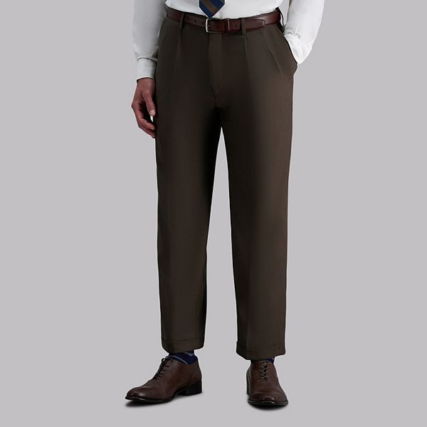 Haggar Men's Premium Comfort Stretch Classic-Fit Solid Pleated Dress Pants - Charcoal